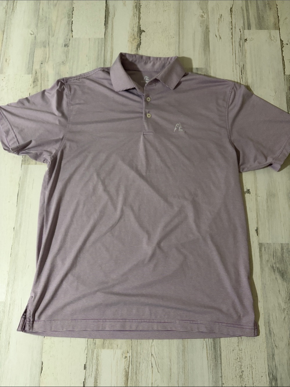 Rhoback Men's Polo in Light Lavender Stripe Size Medium
